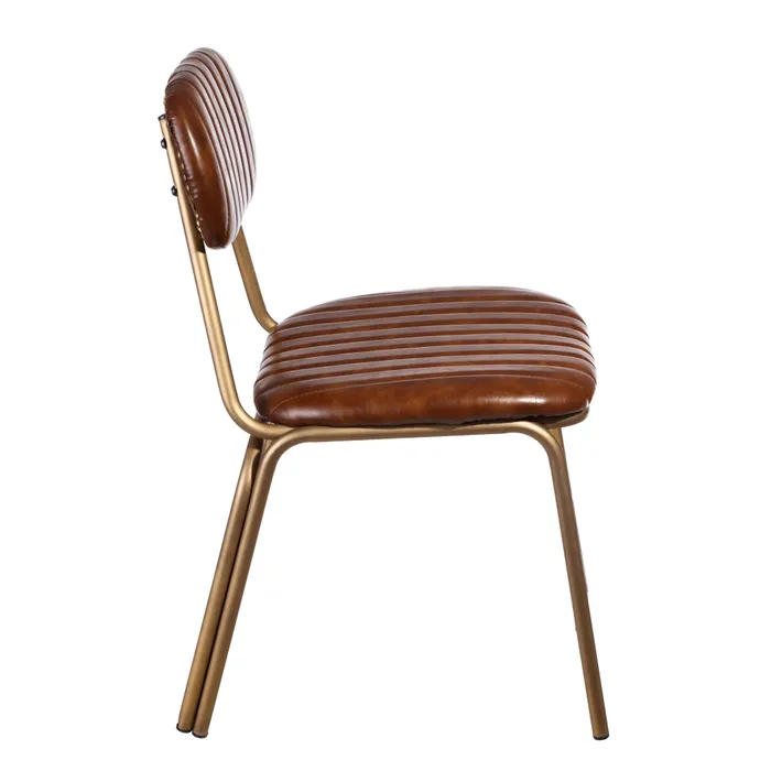 Scaun Casilda Maro, Piele Ecologica, Metal Auriu - creativdeco.ro [2]