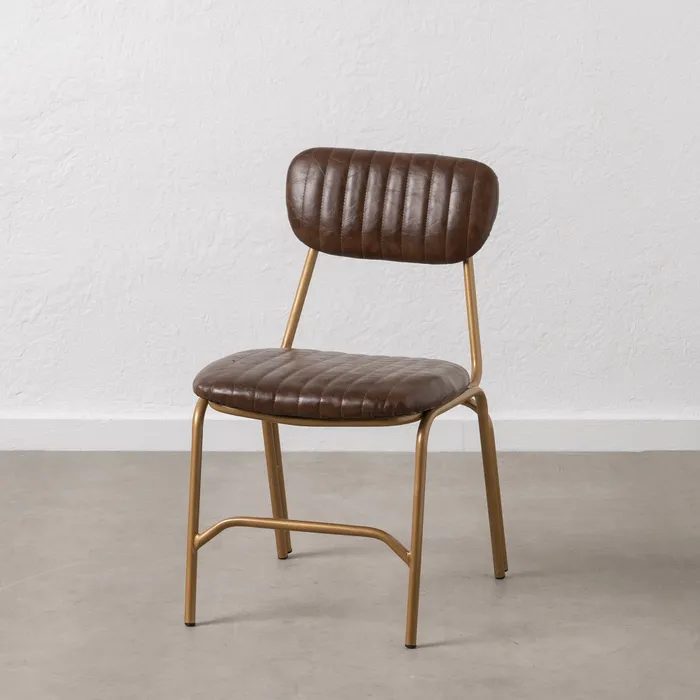 Scaun Casilda Maro, Piele Ecologica, Metal Auriu - creativdeco.ro [1]