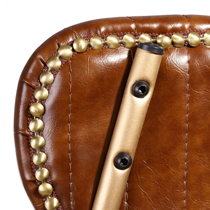 Scaun Casilda Maro, Piele Ecologica, Metal Auriu - creativdeco.ro [7]