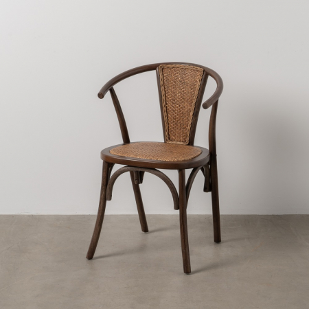 Stil de design - Scaun ciocolatiu lemn si ratan|Scaune rustice pentru decor autentic