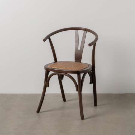 Stil de design - Scaun ciocolatiu lemn si ratan|Scaune rustice pentru interioare sofisticate