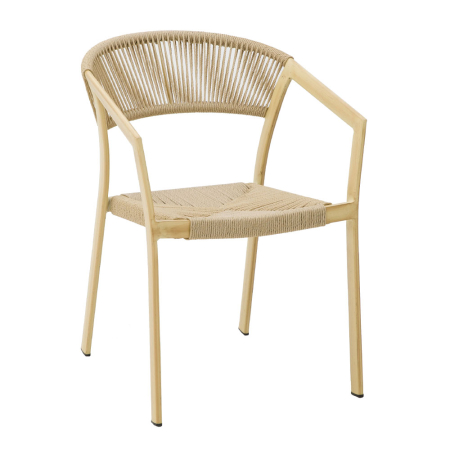 MEGA PROMOTII - Scaun cu brațe aluminiu natur și ratan sintetic