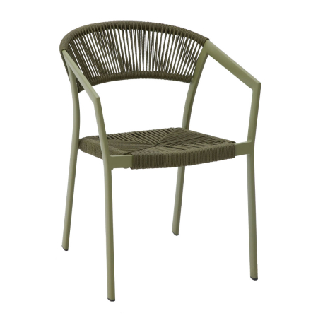 MEGA PROMOTII - Scaun cu brațe aluminiu verde olive și ratan sintetic