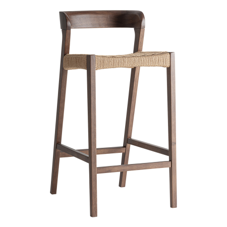 Scaune de bar - Scaun de bar din lemn de stejar și fibră naturală Flaeh
