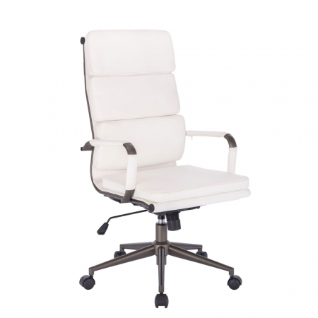 Scaune - Scaun birou Line alb-gri 55.5x63.5x117 cm cu spătar înalt ergonomic și mobilitate ușoară.
