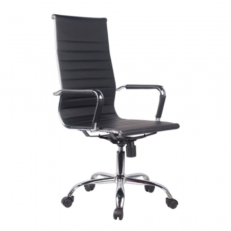 Scaune - Scaun birou negru piele ecologică crom Carol