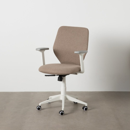 Scaune in Stil Modern - Scaun de birou taupe cu roți tapitat din stofă cu structură metalică