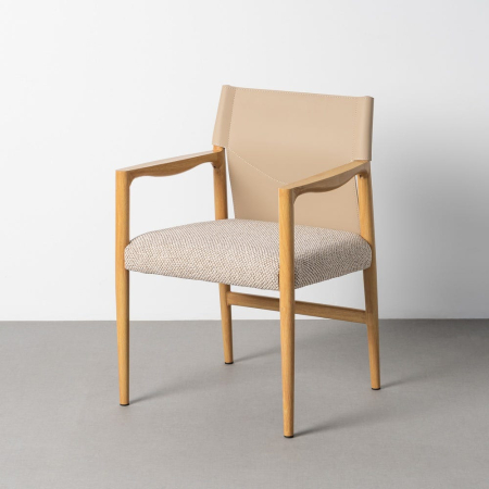 Mobilier - Scaun de dining și Horeca cu brațe din metal cu aspect de lemn