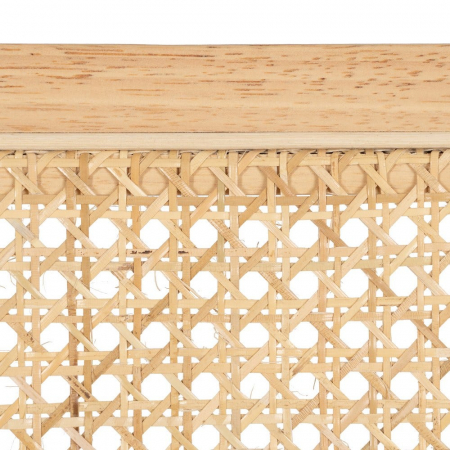 Scaun dining metal cromat cu ratan natural și brațe lemn – stil mid-century modern [9]