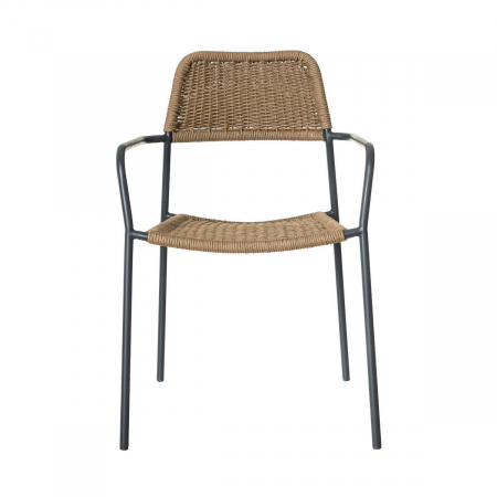 Scaun Milos Charcoal Coffee – mobilier boho industrial pentru terase rustice, restaurante mediteraneene și grădini naturale [3]