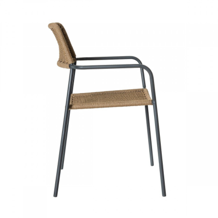 Scaun Milos Charcoal Coffee – mobilier boho industrial pentru terase rustice, restaurante mediteraneene și grădini naturale [1]