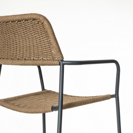 Scaun Milos Charcoal Coffee – mobilier boho industrial pentru terase rustice, restaurante mediteraneene și grădini naturale [6]