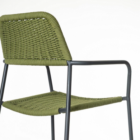 Scaun Milos Charcoal Green – design eco-minimalist cu frânghie verde, ideal pentru terase sustenabile și spații boho [6]
