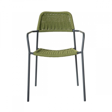 Scaun Milos Charcoal Green – design eco-minimalist cu frânghie verde, ideal pentru terase sustenabile și spații boho [3]