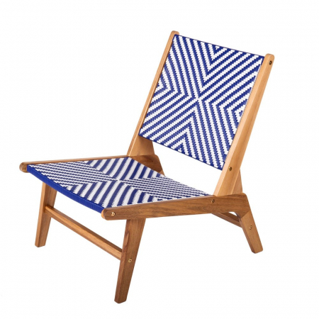 Mobilier Gradina - Scaun MOKORI din lemn cu împletitură albastru și bej