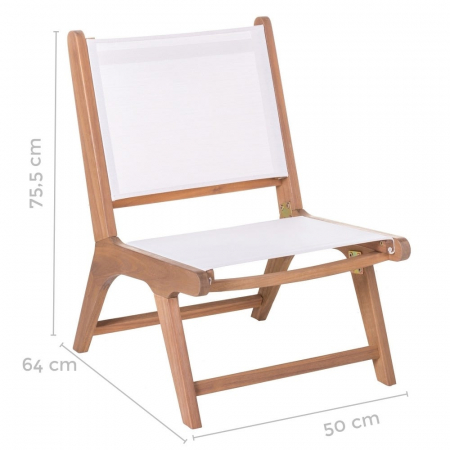 Scaun de relaxare Nina alb-natural din lemn acacia, stil modern pliabil [1]
