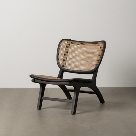 Scaune - Scaun mahon si ratan negru pentru decor exotic|Scaune elegante cu design natural si contrast rafinat
