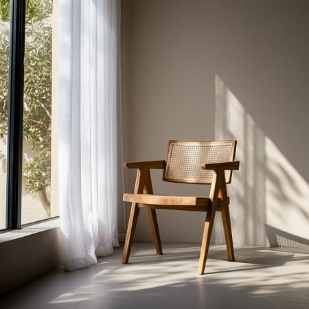 Scaune in Stil Rustic - Scaun tec si ratan impletit pentru decor boho|Scaune artizanale din materiale naturale