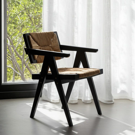 Scaune in Stil Rustic - Scaun pandan impletit si tec pentru decor contemporan|Scaune naturale cu finisaj modern