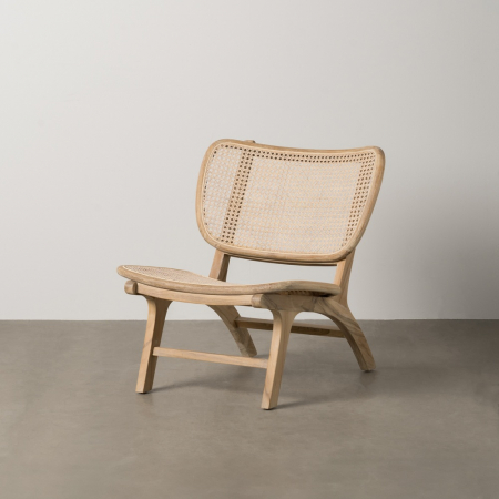 Scaune - Scaun ratan si tec pentru decor japandi|Scaune cu inspiratie tropicala pentru interioare naturale
