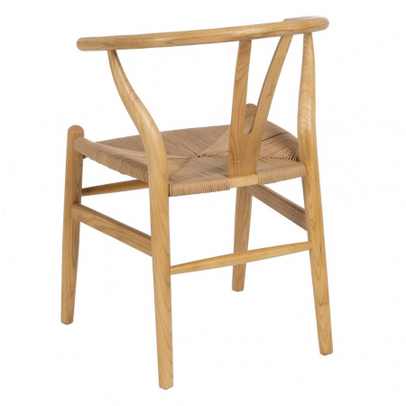 Scaun lemn ulm și ratan natural – stil scandinav japandi modern [3]