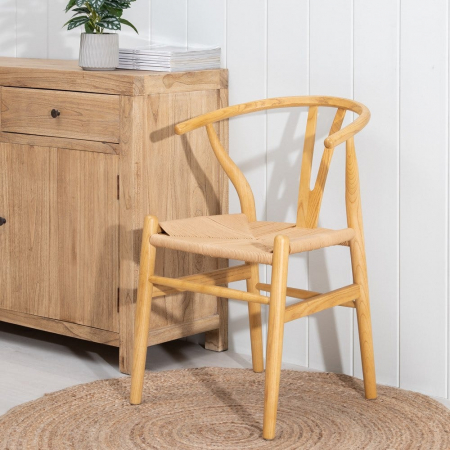 Scaun lemn ulm și ratan natural – stil scandinav japandi modern [14]