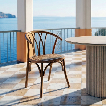 Scaune in Stil Rustic - Scaun lemn fag si ratan|Scaune sofisticate pentru decoruri naturale