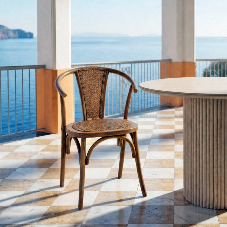 Scaun lemn fag si ratan culoarea mierii|Scaune naturale pentru interioare elegante
