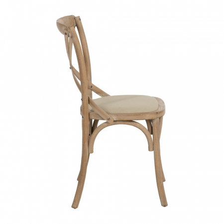 Scaun rustic lemn masiv cu șezut bej – spătar X, design farmhouse [1]
