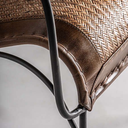 Scaun vintage piele maro | Scaune dining confortabile [4]