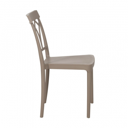 Scaun stivuibil taupe pentru exterior și interior, polipropilenă rezistentă UV, design modern [2]