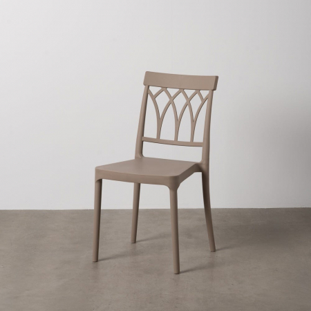 Mobilier Gradina - Scaun stivuibil taupe pentru exterior și interior, polipropilenă rezistentă UV, design modern