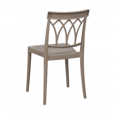 Scaun stivuibil taupe pentru exterior și interior, polipropilenă rezistentă UV, design modern [3]