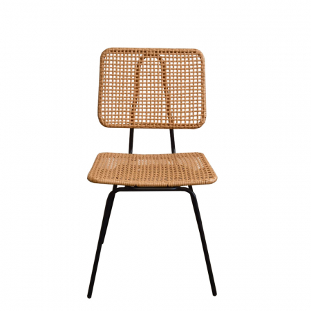 Scaun din rattan împletit natural pe cadru metalic, stil simplu și modern [3]