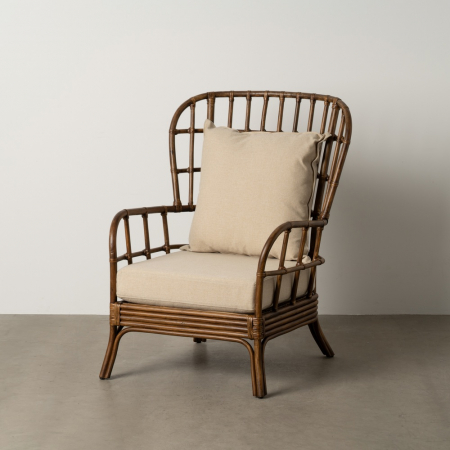 Fotolii Exterior - Scaun ratan mare cu perne confortabile|Scaune elegante pentru decor relaxat și rafinat