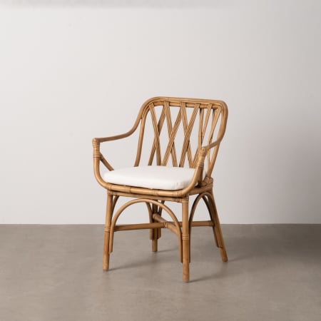 Scaune Gradina - Scaun ratan natural cu perna pentru living sau terasa|Scaune din fibre naturale pentru decor autentic
