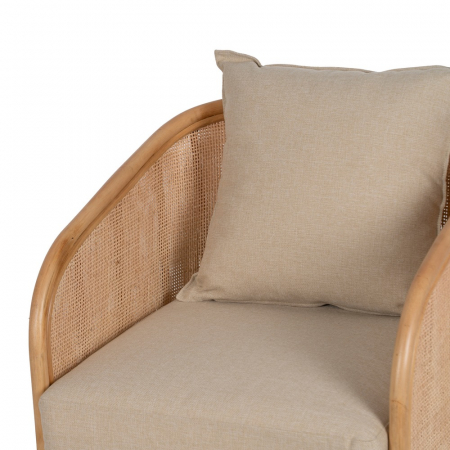 Scaun ratan japandi cu perne pentru spații intime|Scaune scandinave din materiale naturale [5]