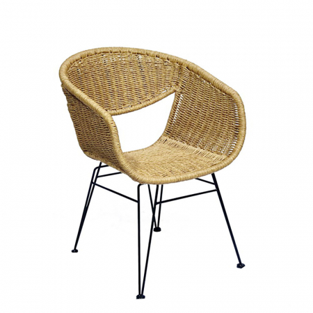 Scaune Gradina - scaun boho ratan sintetic cadru metal havana