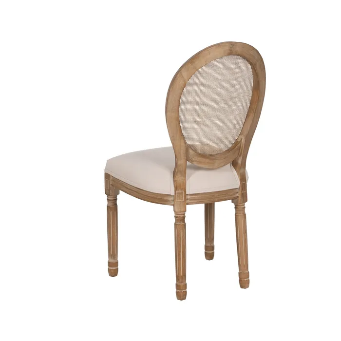Scaun dining CLASIC, Lemn, Ratan, Stofa In Crem - creativdeco.ro [4]