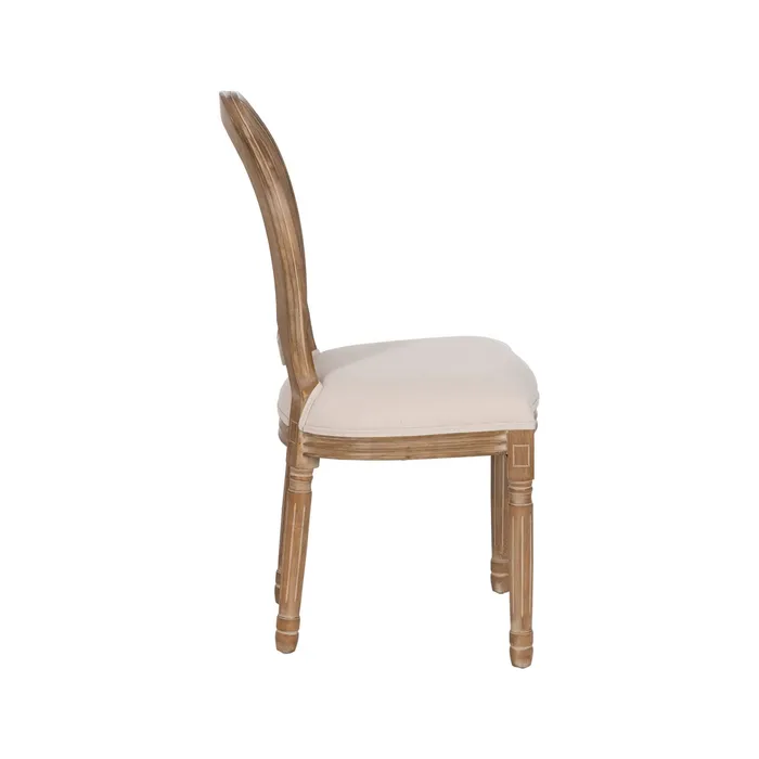 Scaun dining CLASIC, Lemn, Ratan, Stofa In Crem - creativdeco.ro [3]