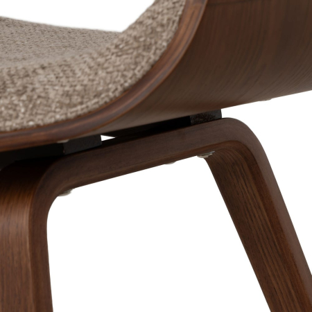 Scaun dining cu brațe bej maro din lemn cu șezut din stofă [10]