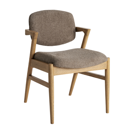 Scaune Dining - Scaun dining din in și bumbac taupe cu lemn de frasin maro Namur