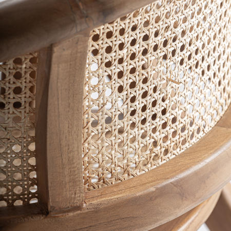 Scaunul dining din lemn de tec maro cu sezut impletit din radacina de tec Eane 60x58x75 cm [8]