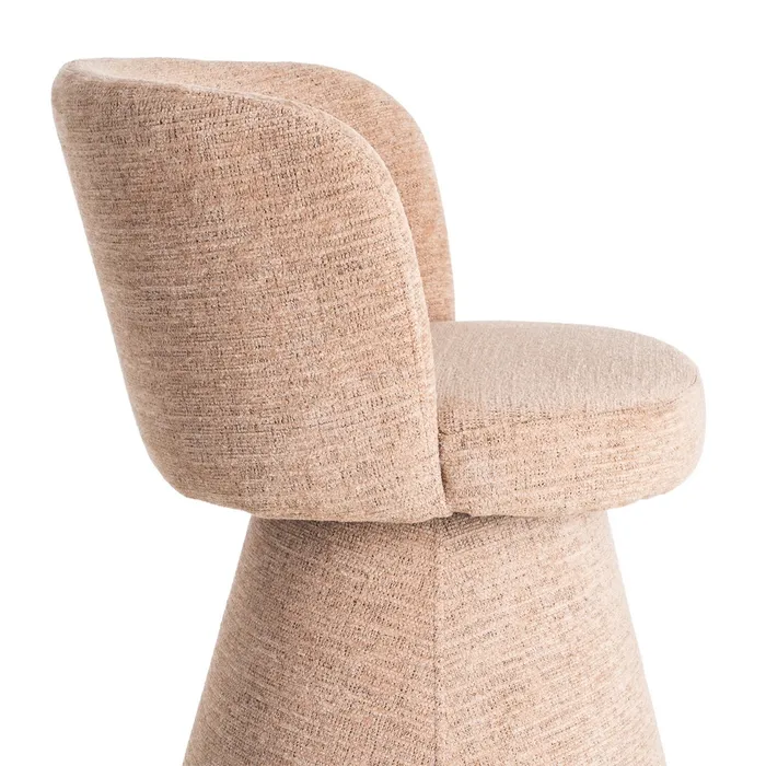 Scaun dining din stofă roz cu bază conică și revenire automată [4]