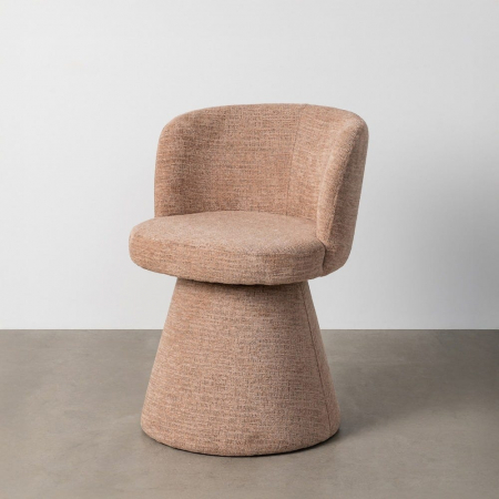 Scaun dining din stofă roz cu bază conică și revenire automată [1]