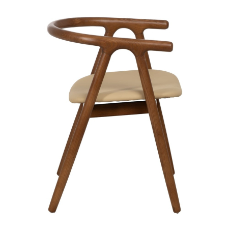 Scaun dining și HORECA crem maro din lemn de ulm cu șezut din stofă [2]
