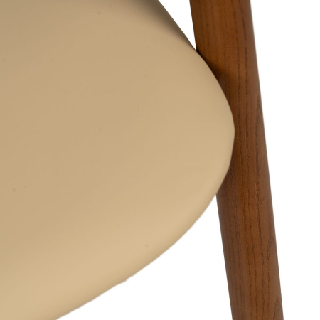 Scaun dining și HORECA crem maro din lemn de ulm cu șezut din stofă [7]