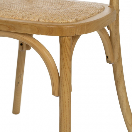Scaun lemn natural cu spătar rotund din ratan – stil rustic chic horeca [7]