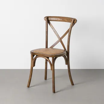Mobilier - Scaun dining maro din lemn de ulm cu spătar în X