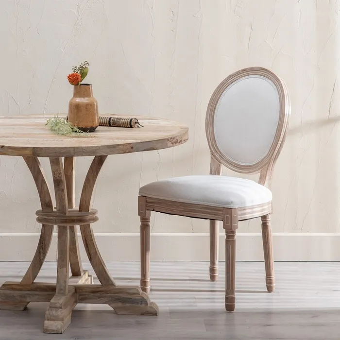 Scaun dining Medalion, Lemn, Stofa Crem - creativdeco.ro [12]